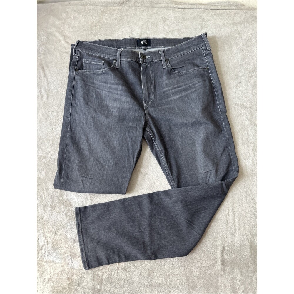 PAIGE Federal 32 Mens Gray Straight Leg Jeans 38x32 Stretch Designer Denim
